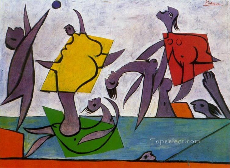 Le sauvetage Jeu de plage et sauvetage 1932 Cubism Oil Paintings